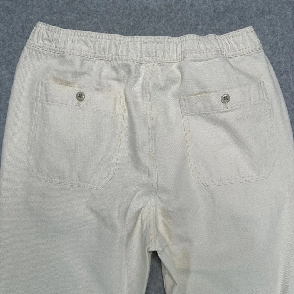 J.Crew Mens Raw Cotton Dock Pants Off-White Elastic Waist BE617 Size M NEW